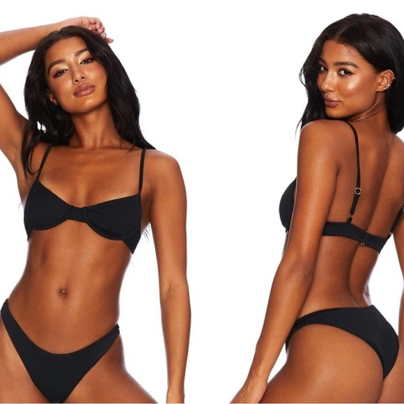 Beach Riot Ribbed Black underwire Bikini Top M - Picture 5 of 5